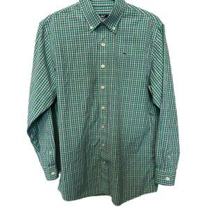 Vineyard Vines Boys Shirt Large Green Plaid Long Sleeve Button Down Whale